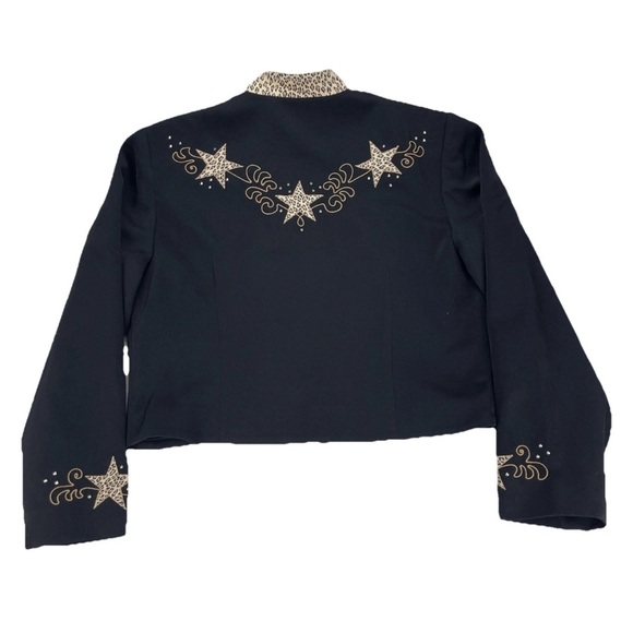 Scully Marsha Wright Vintage Jacket Women XL Crop Black Animal Print & Stars - Picture 2 of 13